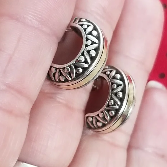 14k Gold & Sterling Silver Earrings - Picture 4 of 13